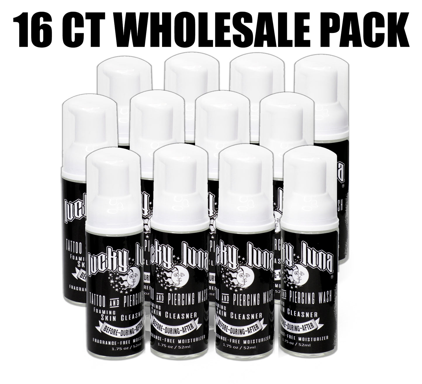 Wholesale 16 CT Case of LuckyLuna Foaming Tattoo & Piercing Wash