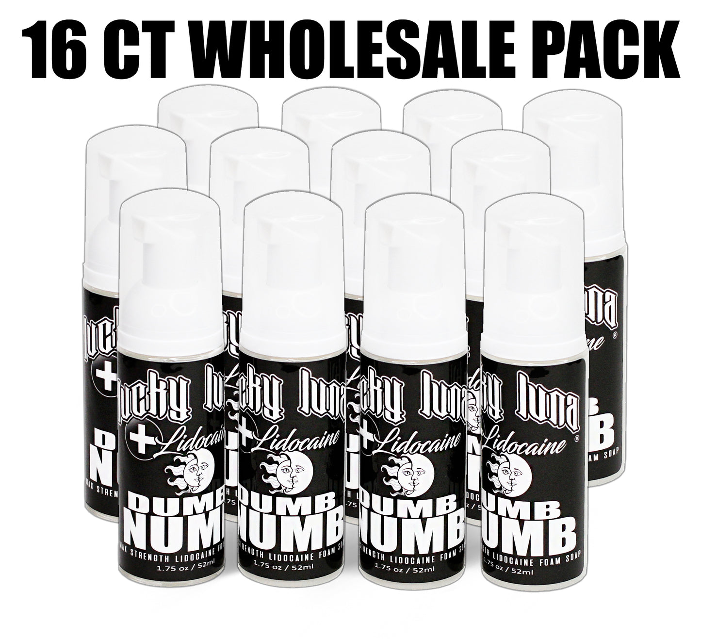 Wholesale 16 CT Case of LuckyLuna DUMB NUMB 4% Lidocaine Foam Soap