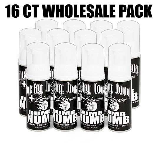 Wholesale 16 CT Case of LuckyLuna DUMB NUMB 4% Lidocaine Foam Soap